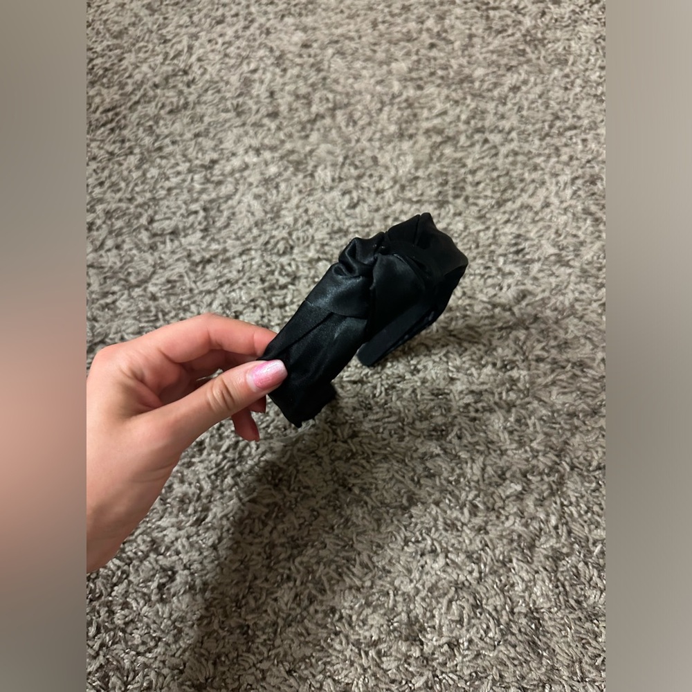 PINK black headband with a little bow, ONE SIZE